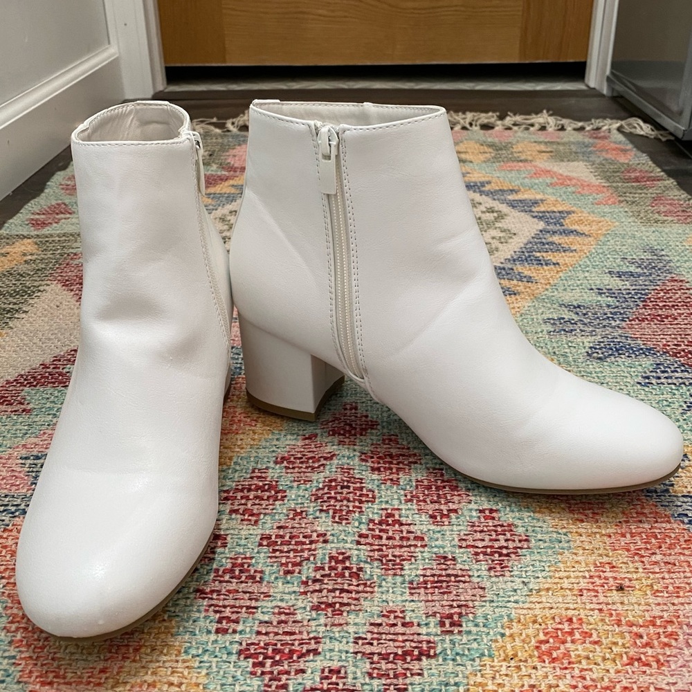 White heeled boots
